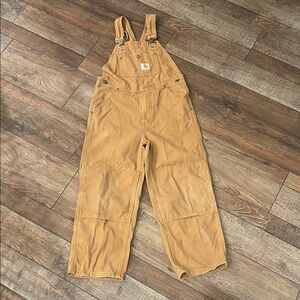 Kids Carhartt Tan Overalls with Adjustable Straps Size 7